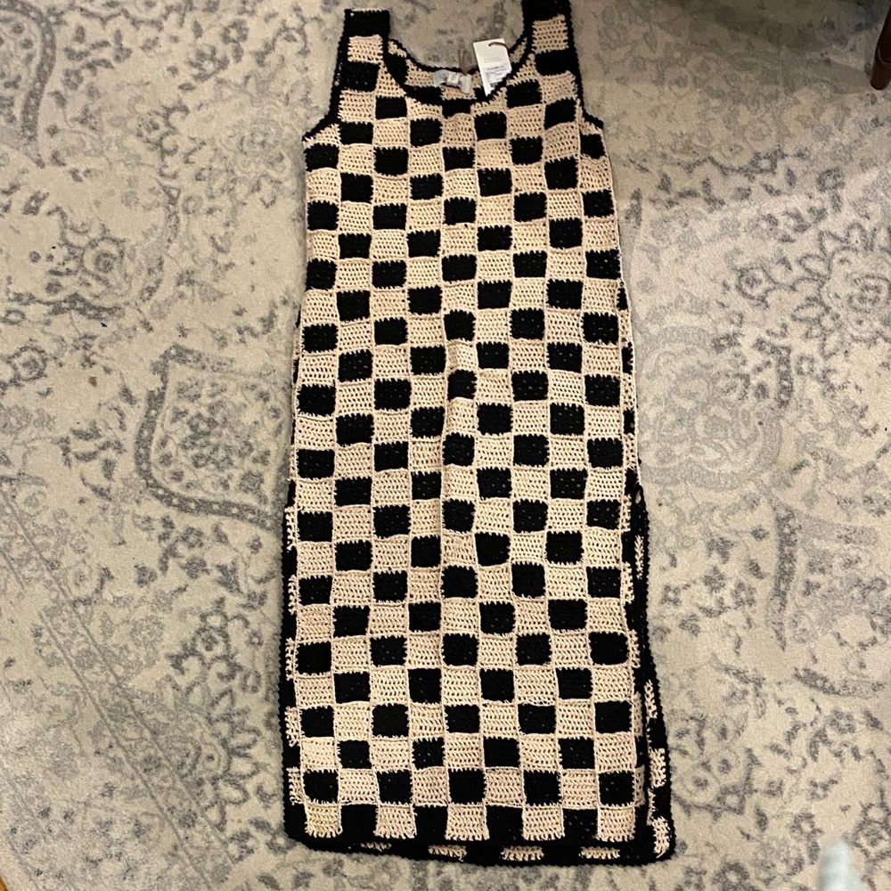 Cleobella Danika Black and Cream Checkered Knit cover-up/Dress